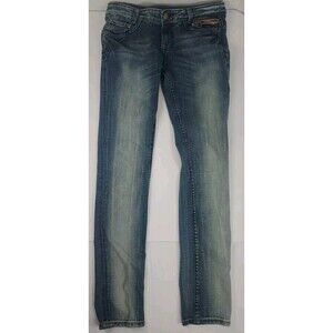 ReRock For Express Jeans W 6 Blue Skinny Low‎ Thick Stitch  Denim Embroidery